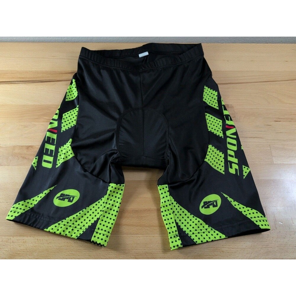 Sponeed Padded Cycling Shorts Mens Size 2XL Green Black 7” Inseam